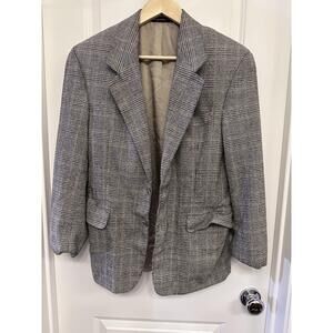 MOORES Men's Blazer Grey Beige Plaid Made In Canada‎